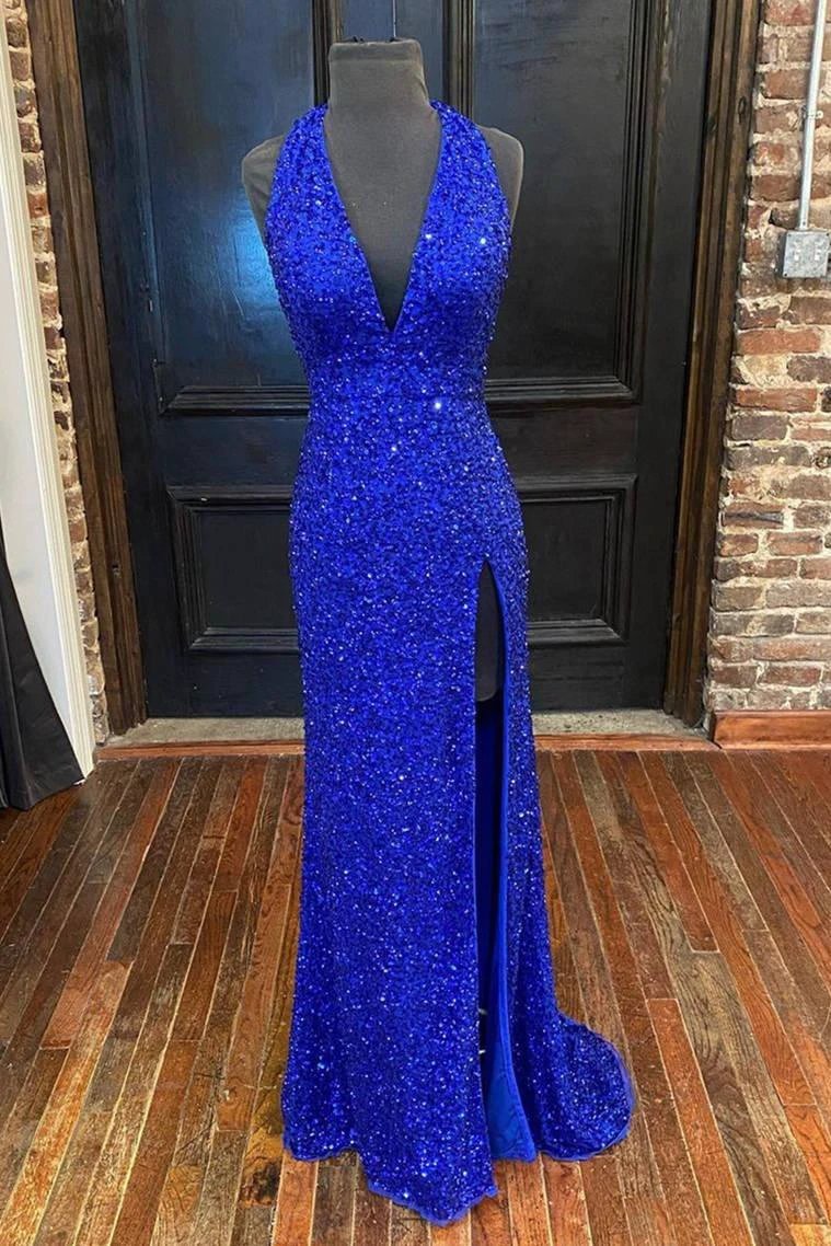 Sunnderly Backless Red Sequins Prom Gown With Slit SYP96 - Image 5