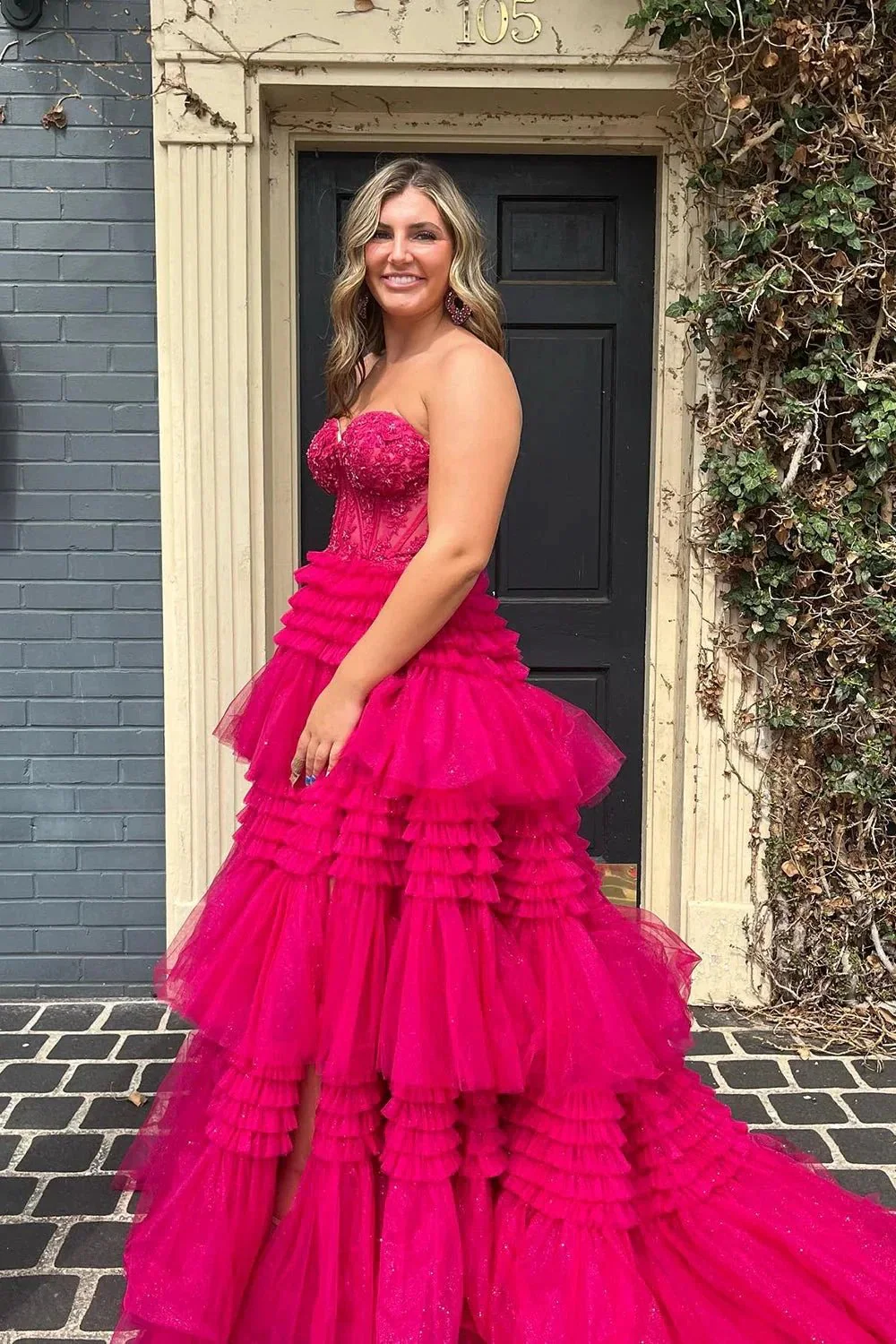 Adelyn |A-Line Sweetheart Tiered Long Tulle Prom Dress - Image 2