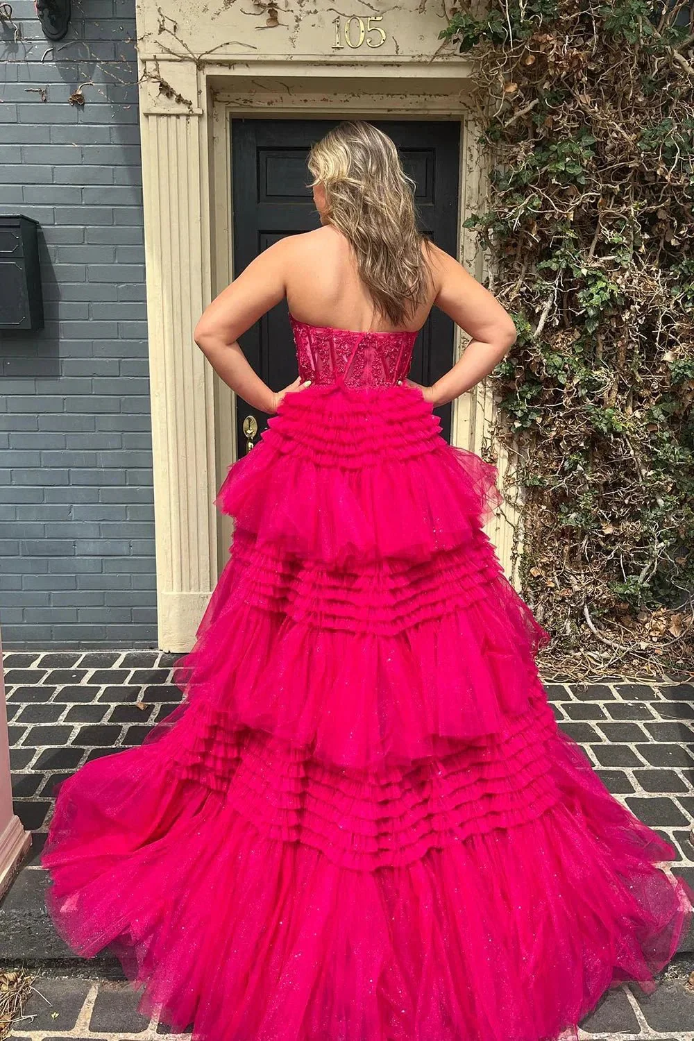 Adelyn |A-Line Sweetheart Tiered Long Tulle Prom Dress - Image 3