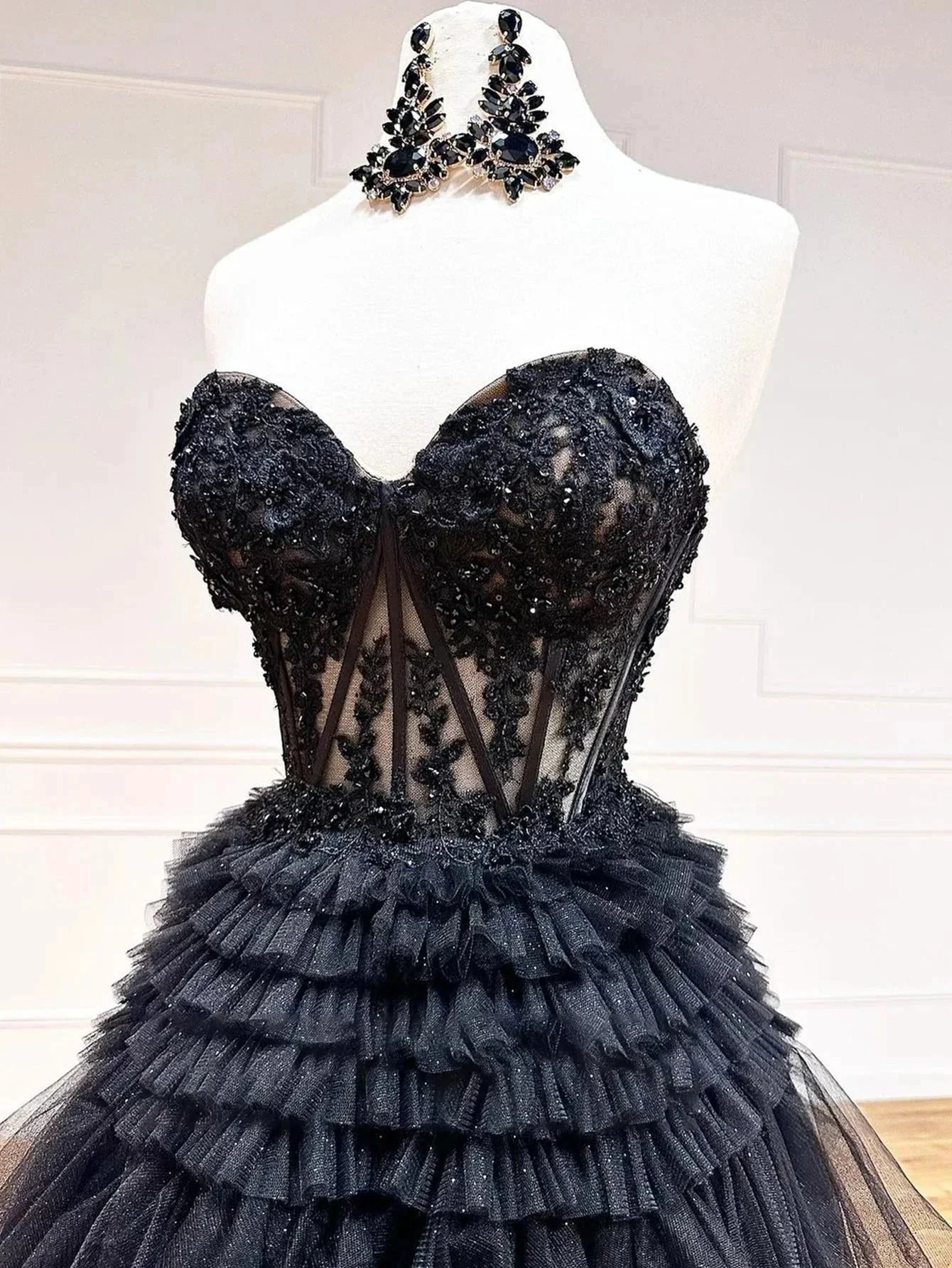 Adelyn |A-Line Sweetheart Tiered Long Tulle Prom Dress - Image 6