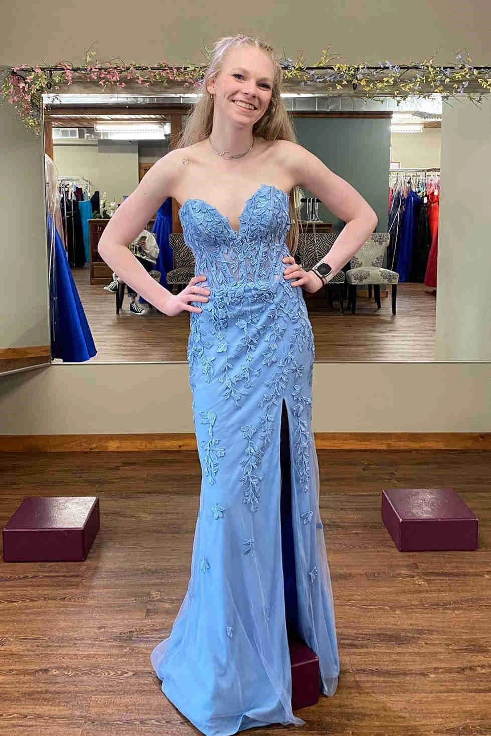 Corset Lace Long Prom Dress With Slit SYP116 - Image 5
