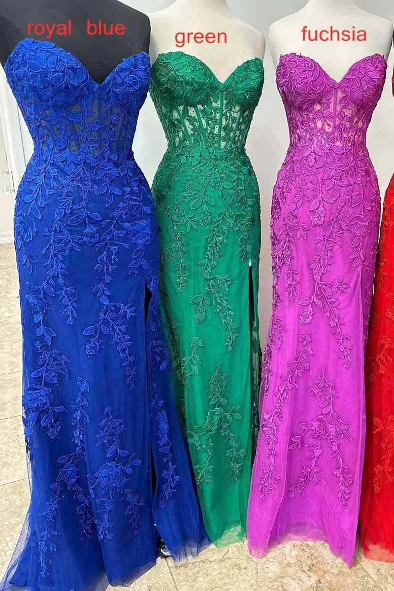 Corset Lace Long Prom Dress With Slit SYP116 - Image 9