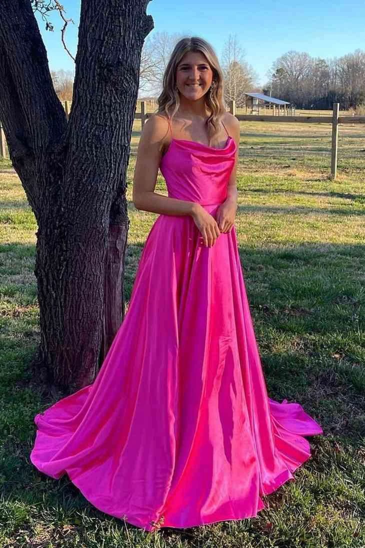 Cowl Neck Satin Formal Dress With Slit SYP122 - Image 5