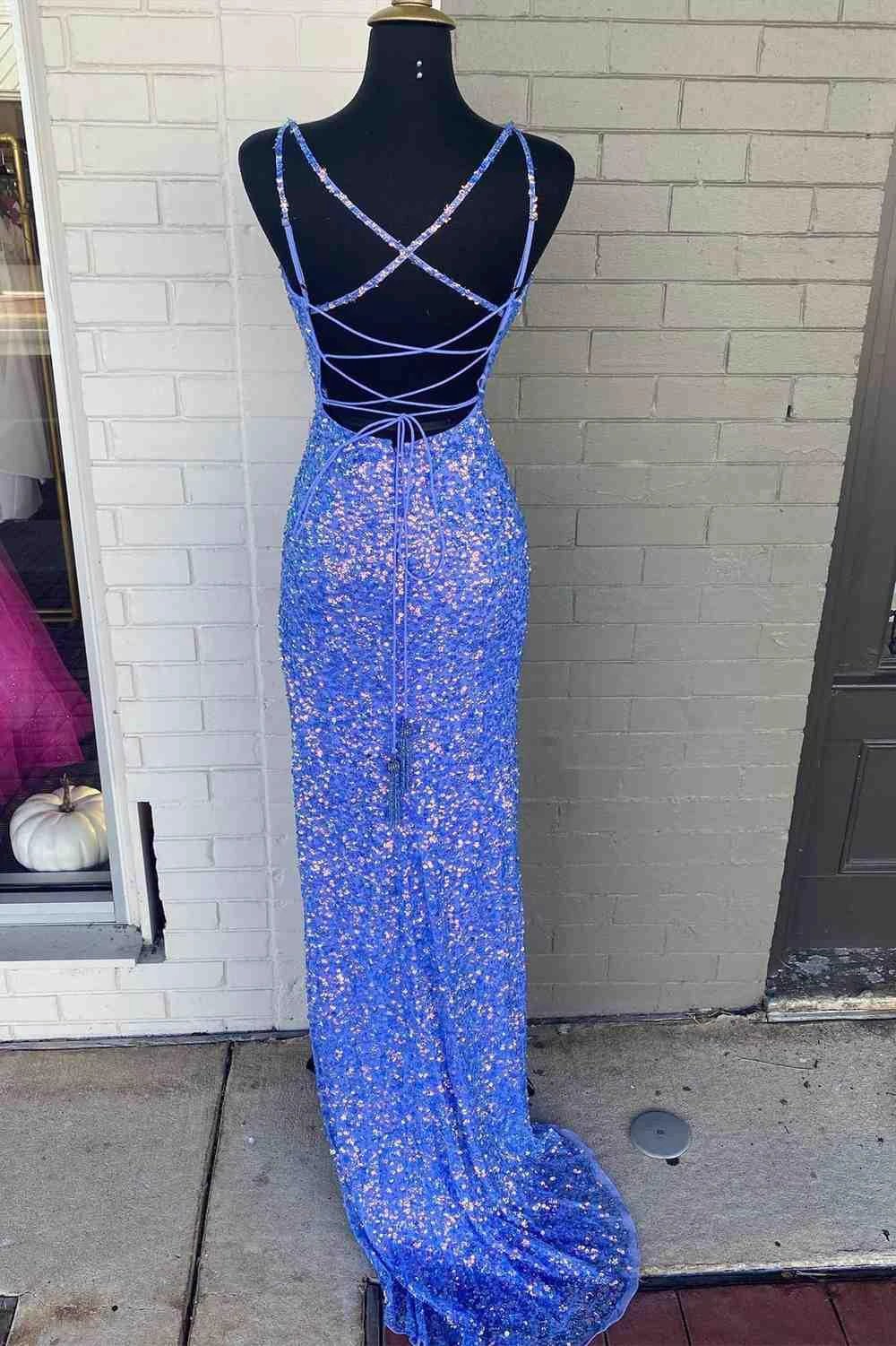 Periwinkle Prom Dress With High Slit SYP113 - Image 2