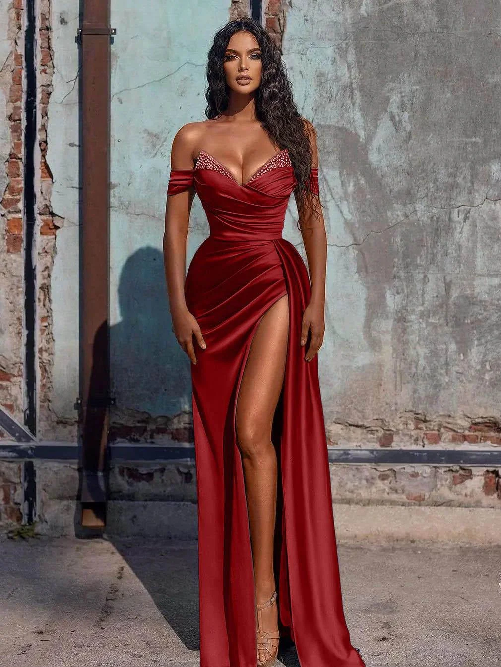 Adelaide |Mermaid Satin Long Prom Dress with Slit - Image 5