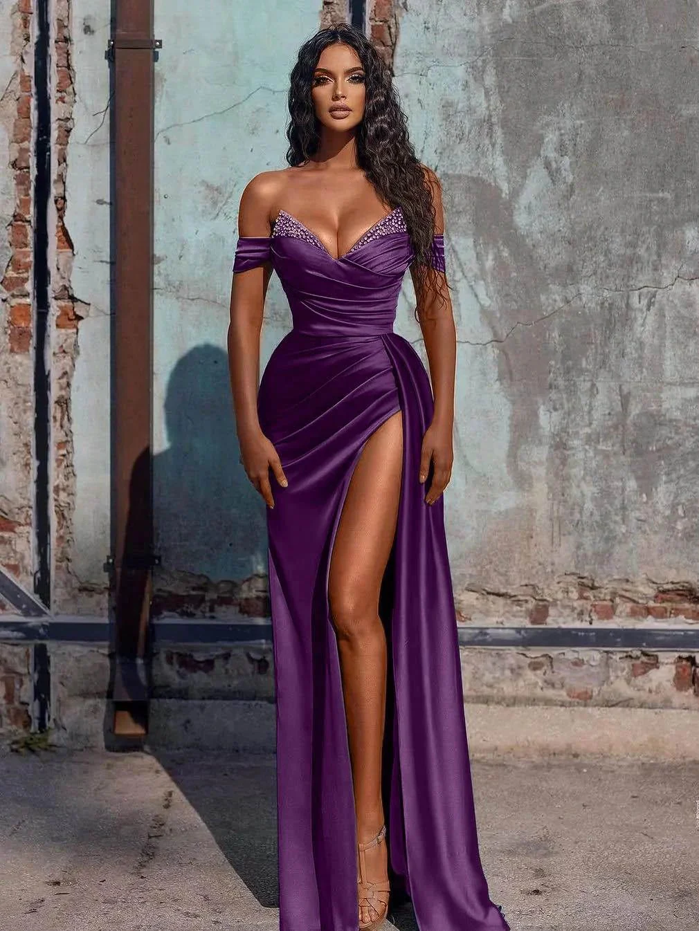 Adelaide |Mermaid Satin Long Prom Dress with Slit - Image 6