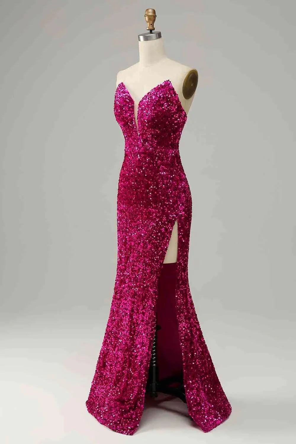 Strapless Sequin Prom Dress With Slit SYP112 - Image 5