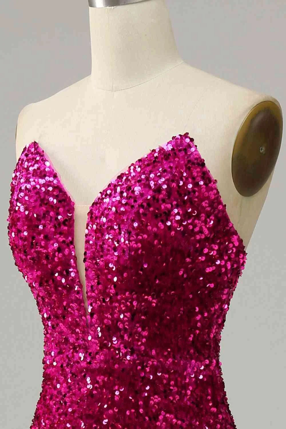 Strapless Sequin Prom Dress With Slit SYP112 - Image 6