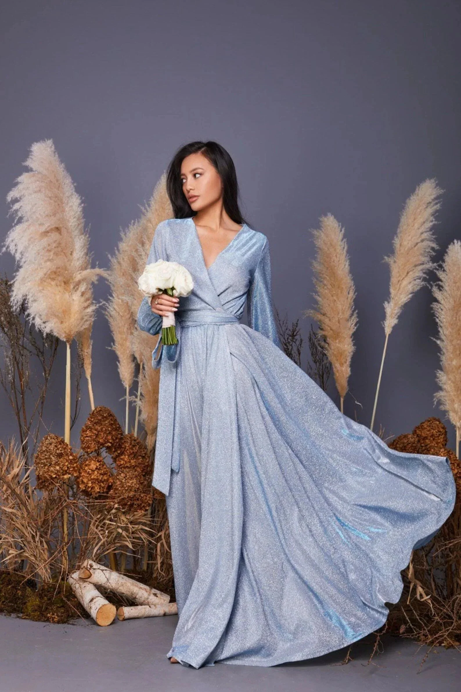 Glitter Puffy Sleeve Prom Dresses for Women Long with Slit Evening Formal Party Gown SYP01 - Image 10