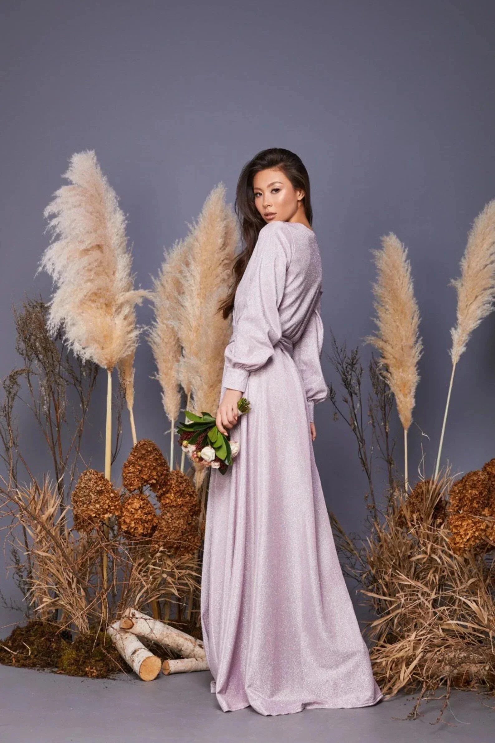 Glitter Puffy Sleeve Prom Dresses for Women Long with Slit Evening Formal Party Gown SYP01 - Image 5