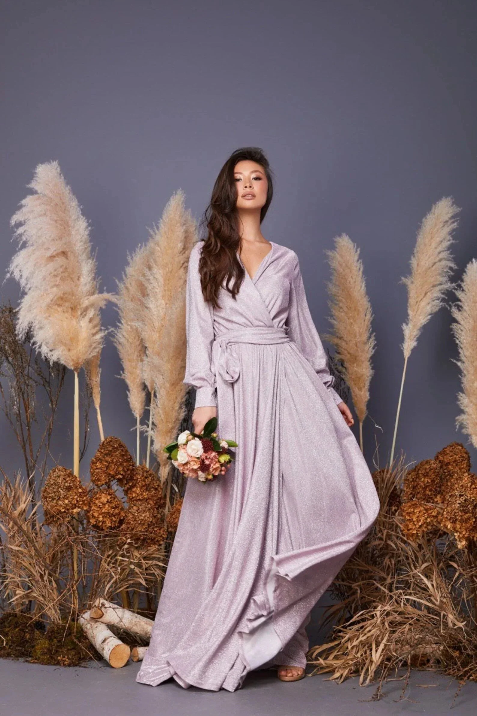 Glitter Puffy Sleeve Prom Dresses for Women Long with Slit Evening Formal Party Gown SYP01 - Image 8