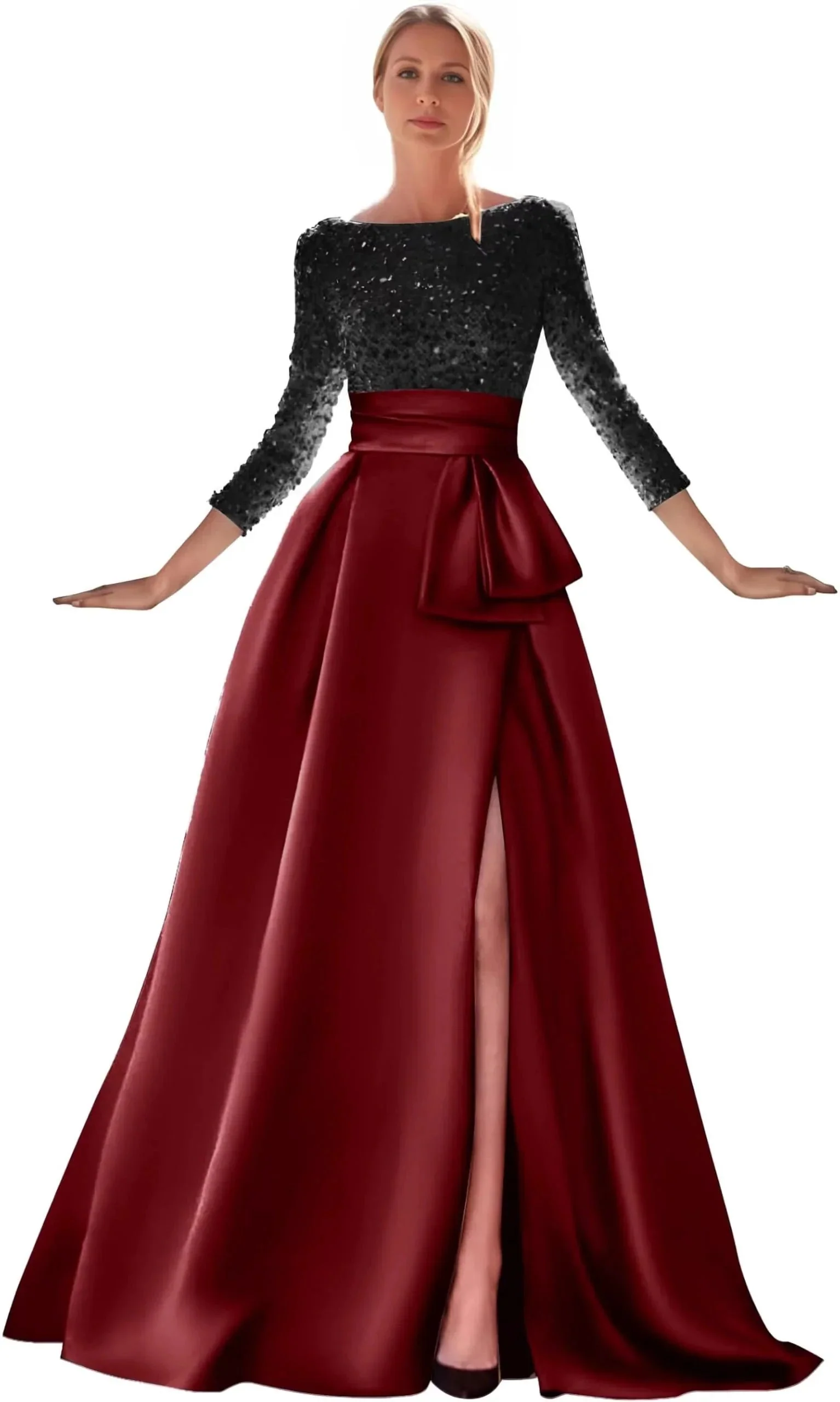 gold formal gowns gold dress high slit evening gown - Image 4