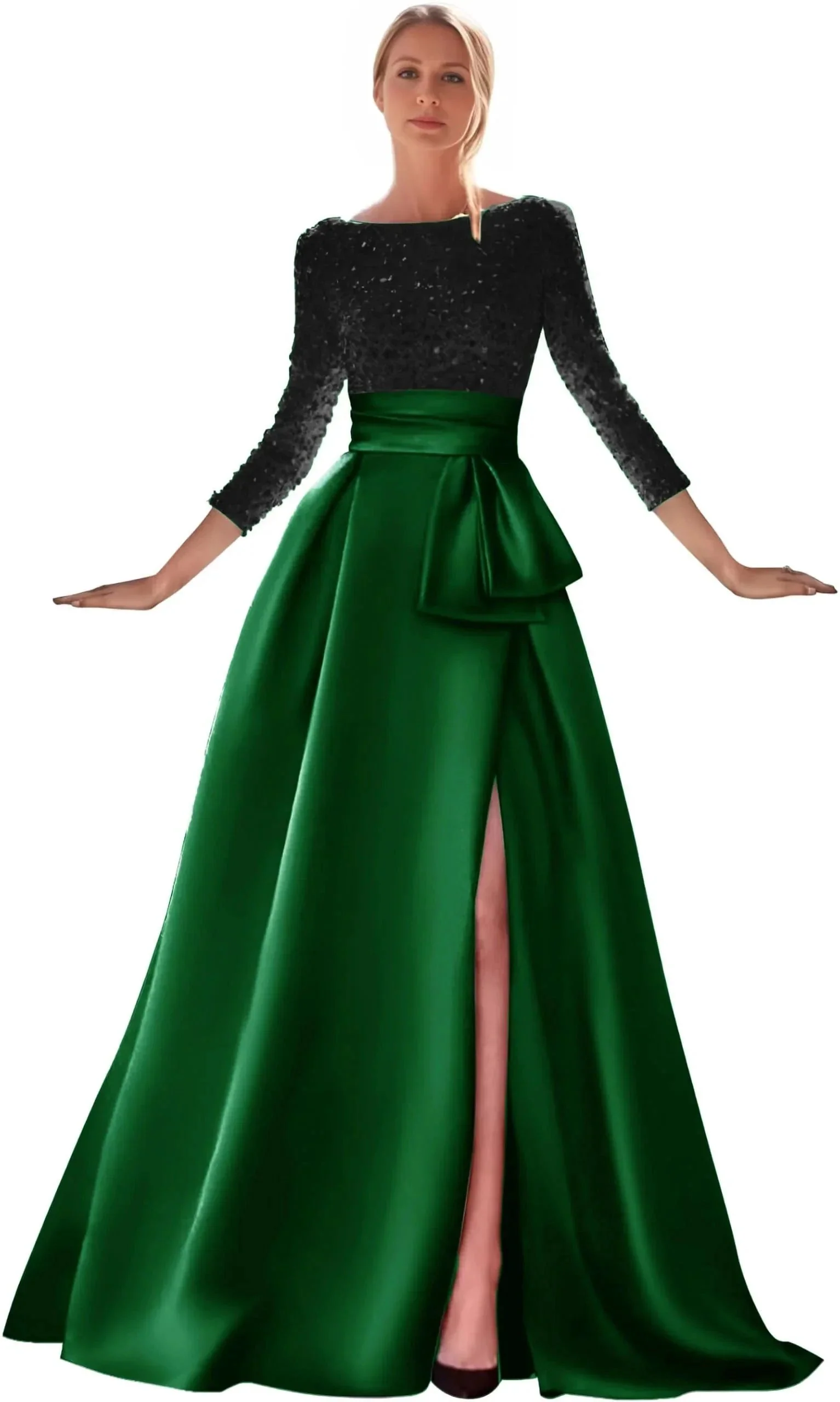 gold formal gowns gold dress high slit evening gown - Image 5