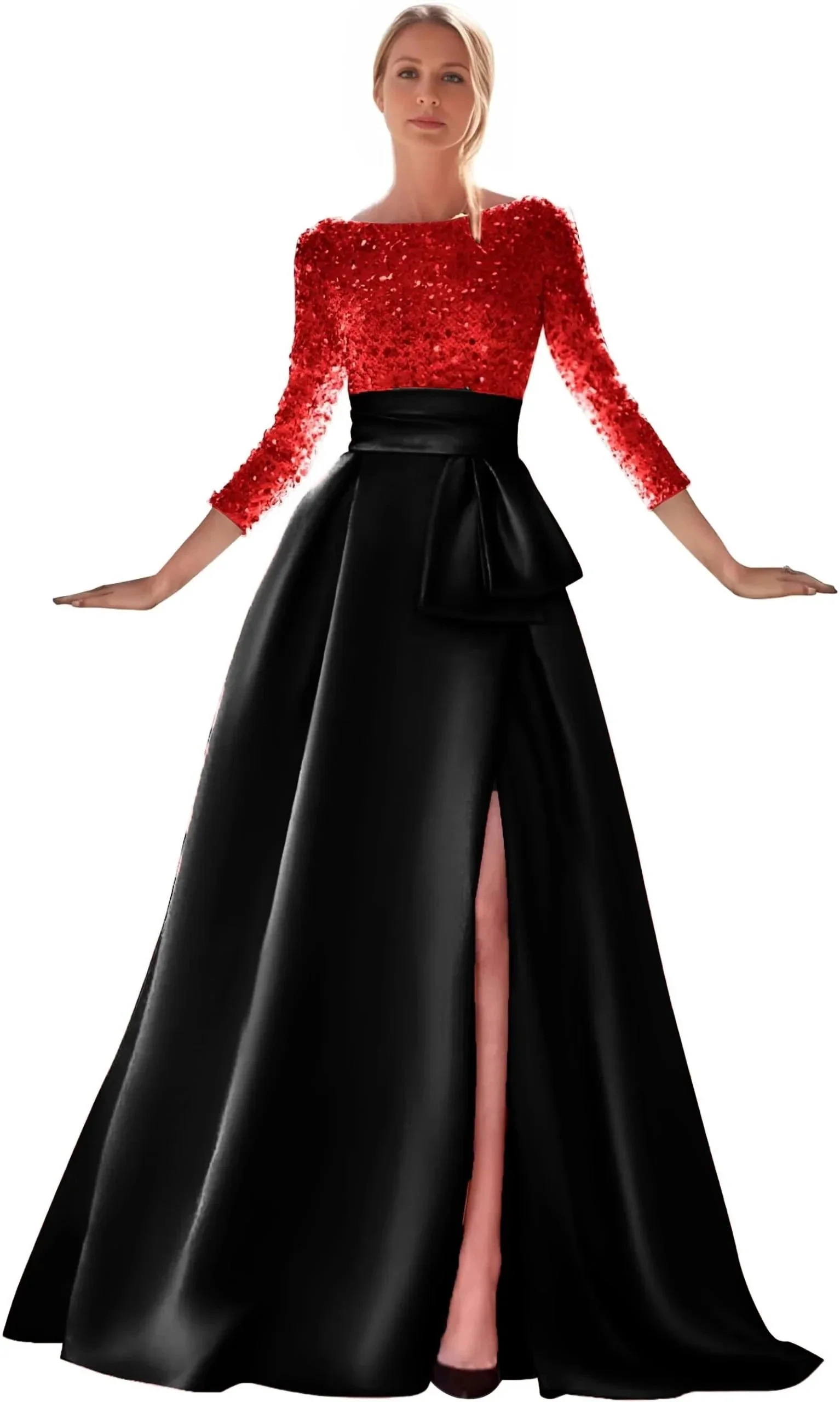 gold formal gowns gold dress high slit evening gown - Image 6
