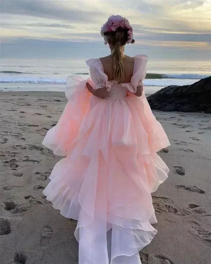 High Slit Dress Organza Trailing Prom Dress SYP181 - Image 2