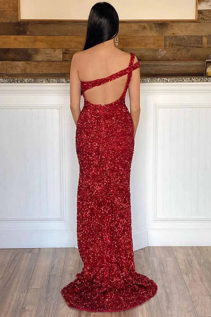 One Strap Prom Dress with Slit SYP115 - Image 2