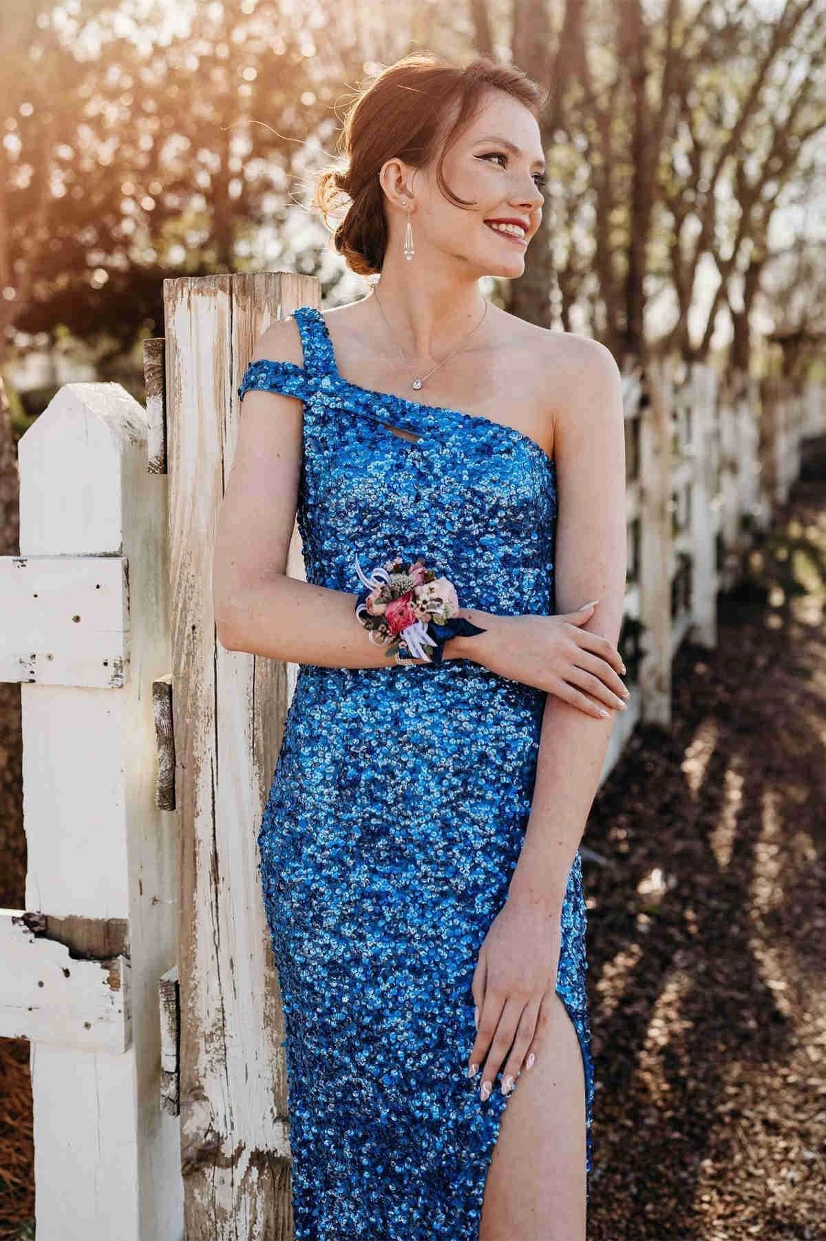 One Strap Prom Dress with Slit SYP115 - Image 3