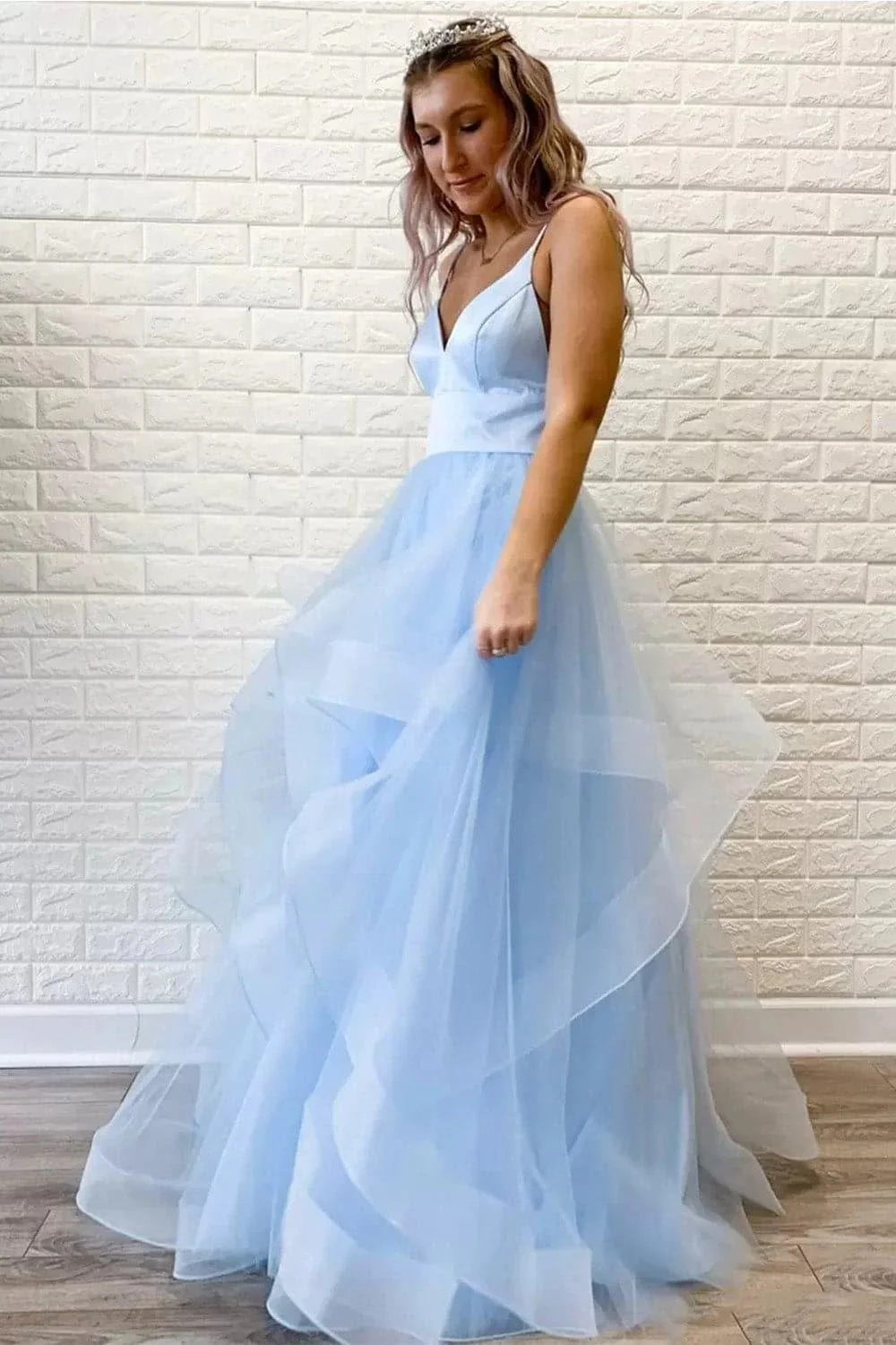 Inspired Prom Dress Ballgown Ruffles Pink Formal Gowns SYP39 - Image 2