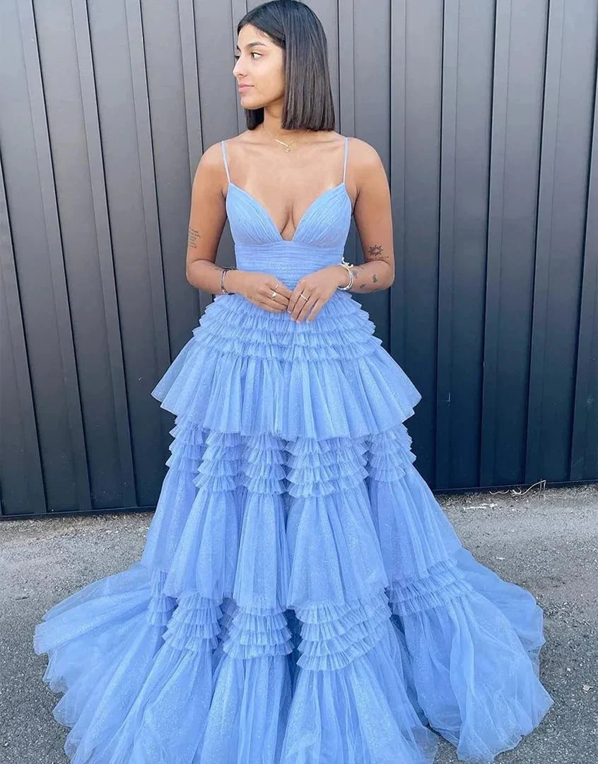 Tulle Formal Gown Layered Prom Dress with Sweep Train SYP156 - Image 6