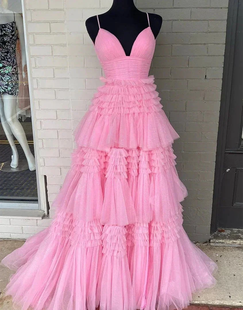 Tulle Formal Gown Layered Prom Dress with Sweep Train SYP156 - Image 7