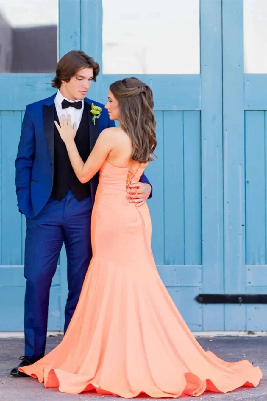 Mermaid Halter Orange Long Prom Dress SYP153 - Image 2