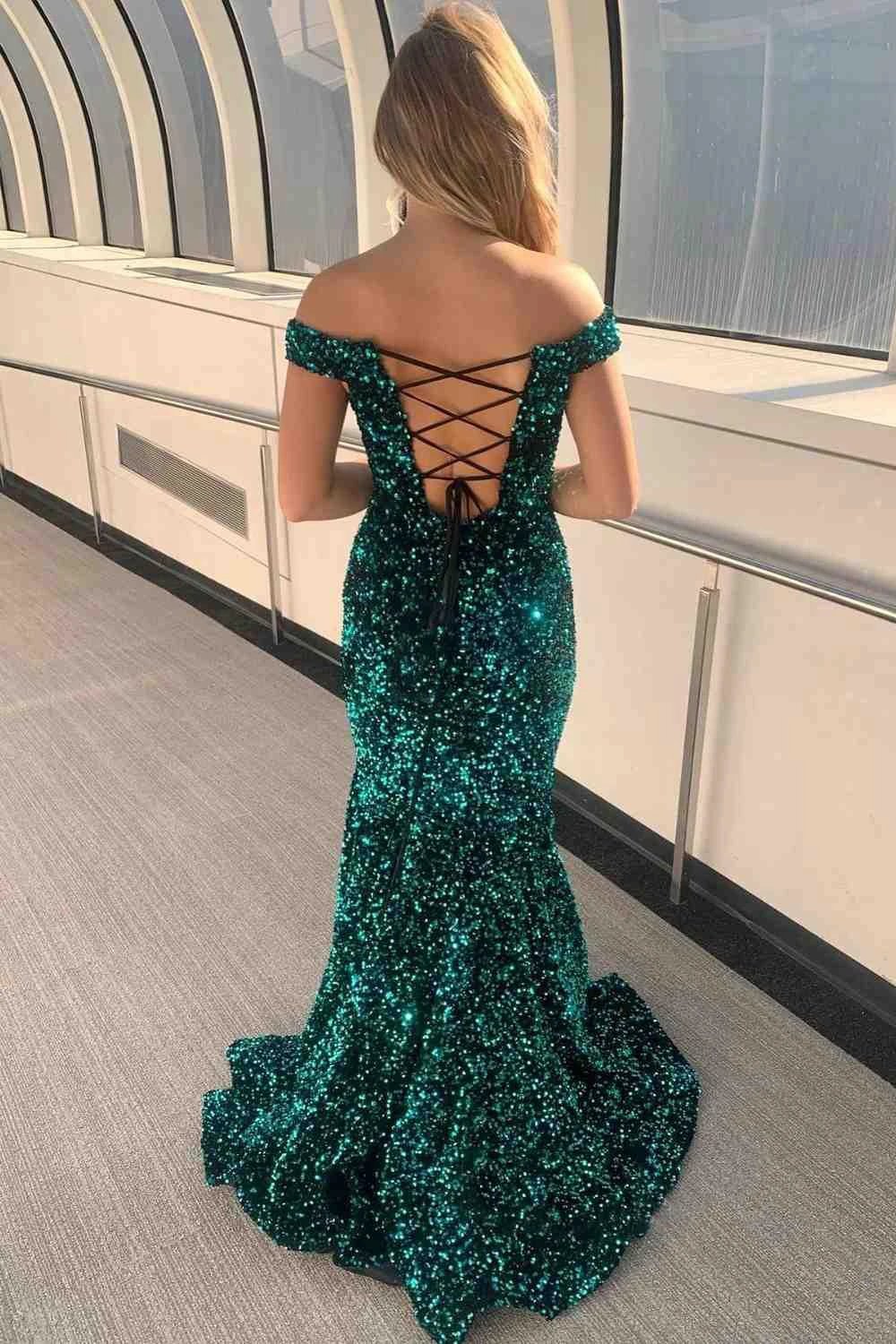 Sequin Maxi Dress Mermaid Prom Dresses SYP150 - Image 2