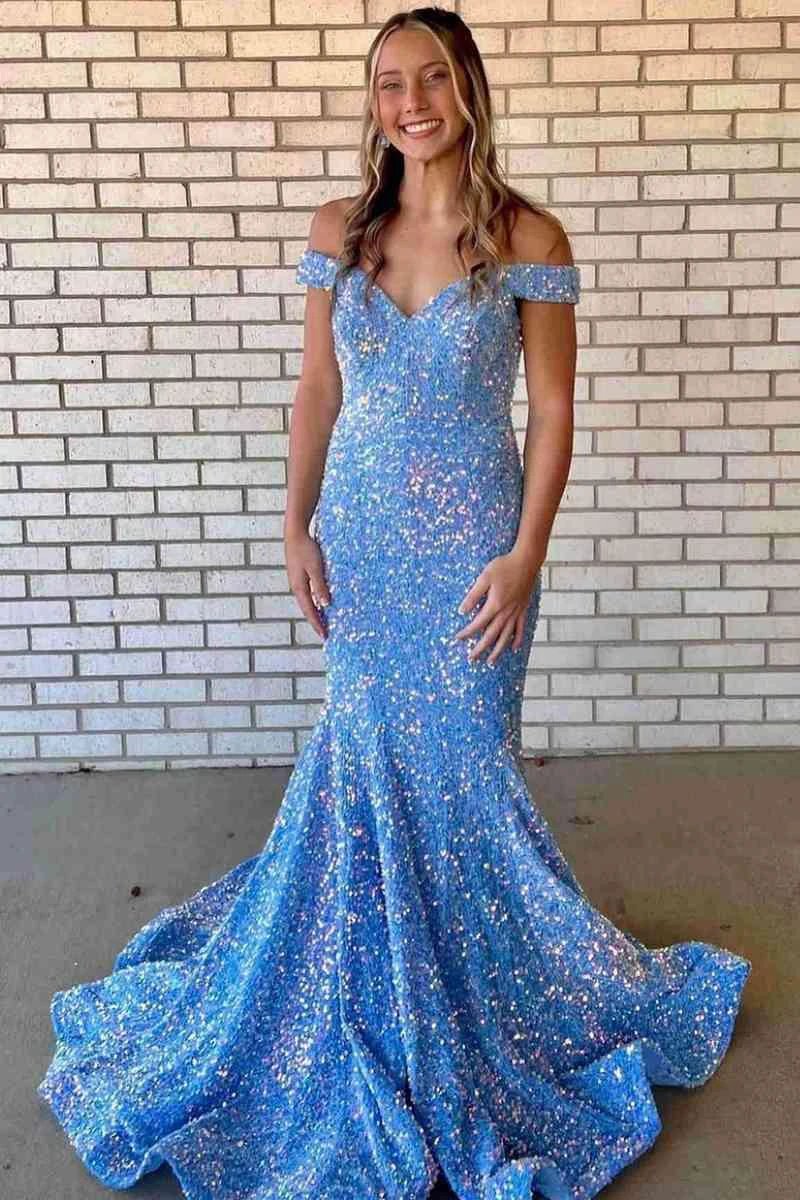 Sequin Maxi Dress Mermaid Prom Dresses SYP150 - Image 6