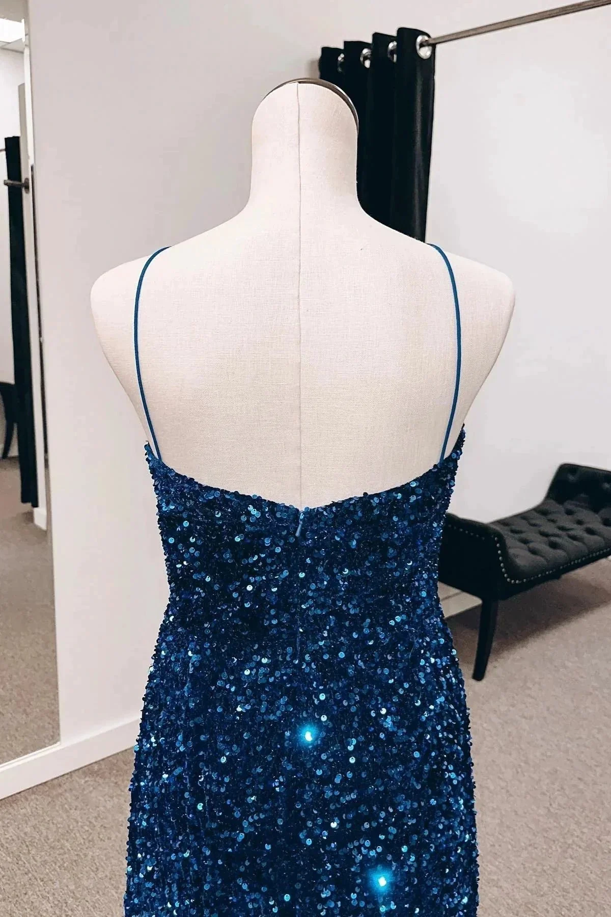 Cut Out Prom Dresses with Slit Spaghetti Strap Prom Dress SYP146 - Image 5