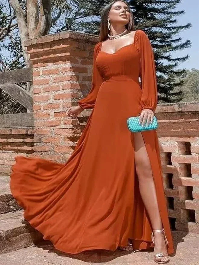 Off Shoulder Chiffon Prom Dress with Slit SYP170 - Image 3