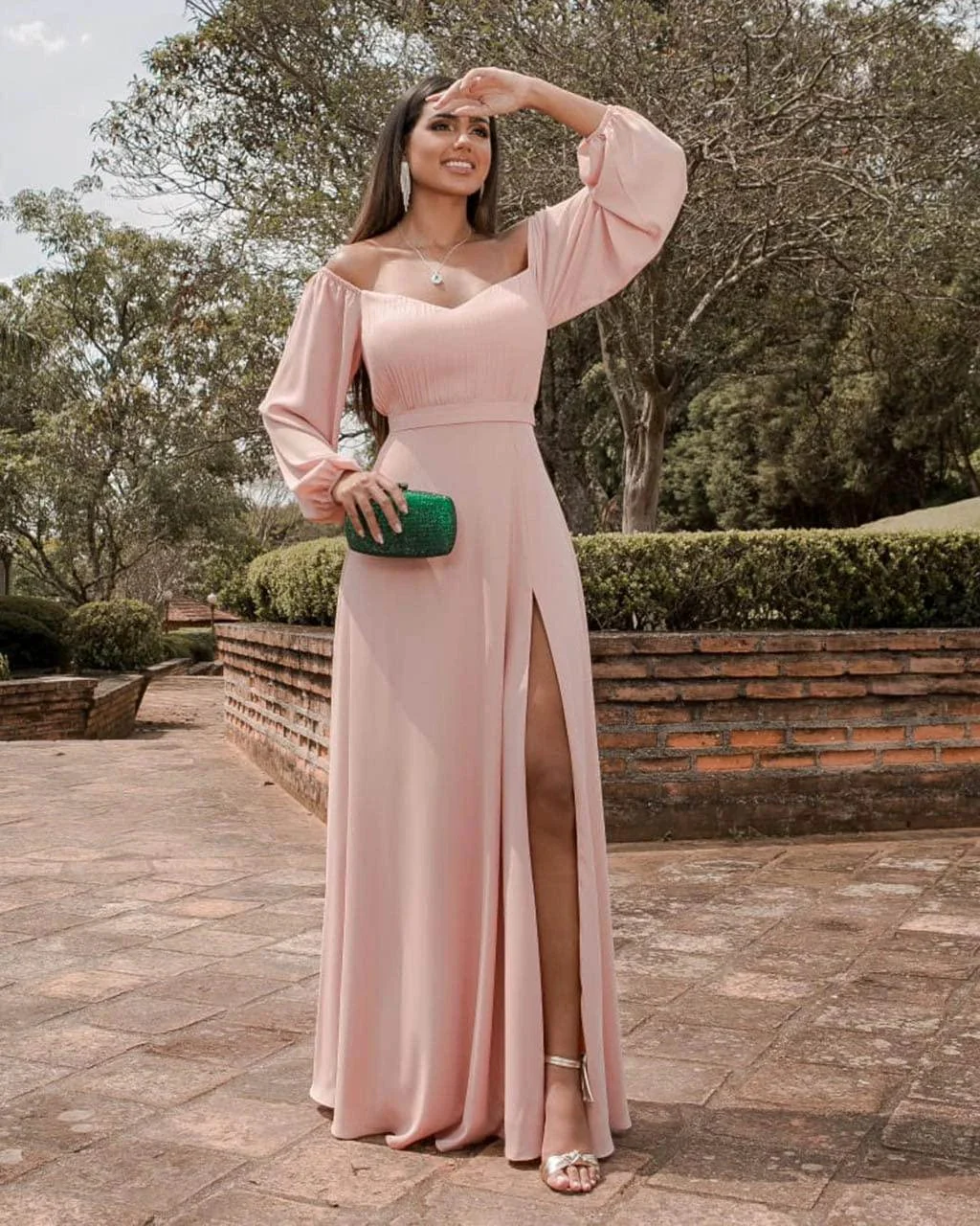 Off Shoulder Chiffon Prom Dress with Slit SYP170 - Image 4