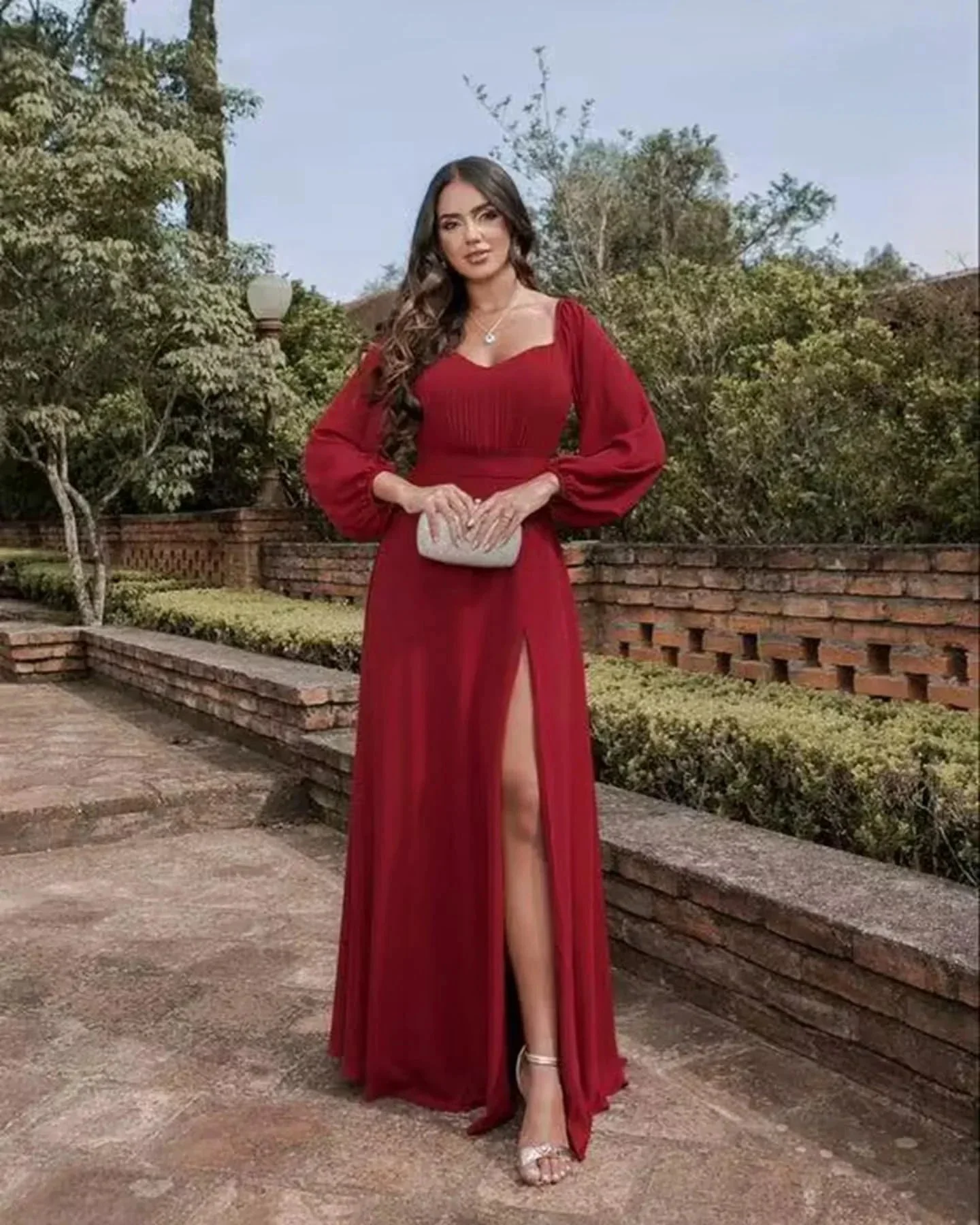 Off Shoulder Chiffon Prom Dress with Slit SYP170 - Image 5