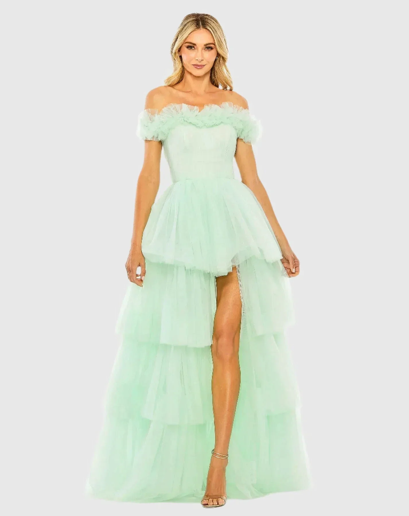 Off the Shoulder High Low Tulle Prom Gown SYP179 - Image 6