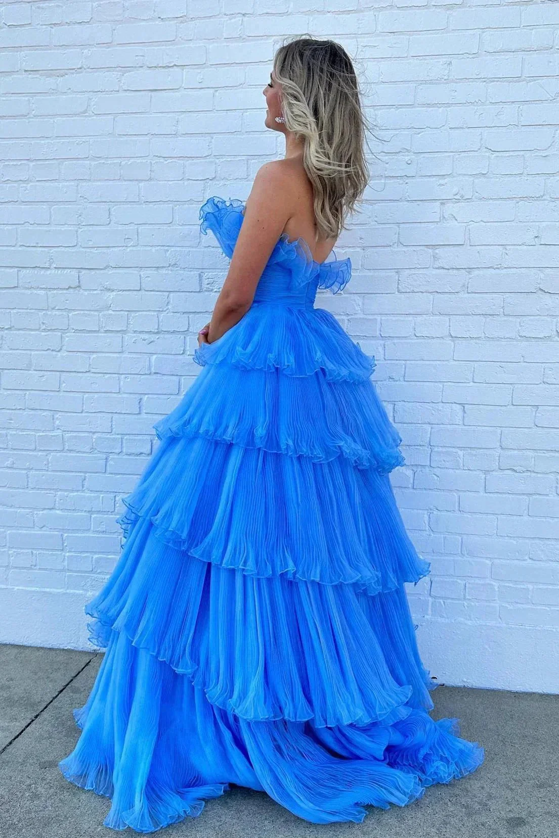 Off-the-Shoulder Ruffle Layers Tulle Prom Dress SYP144 - Image 4