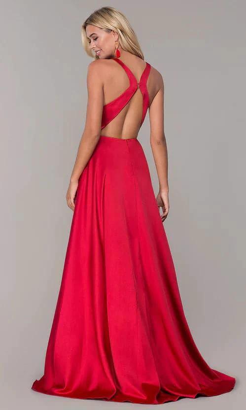 Red Prom Dress Satin Long Red Formal Dress with Open Back SYP51 - Image 2