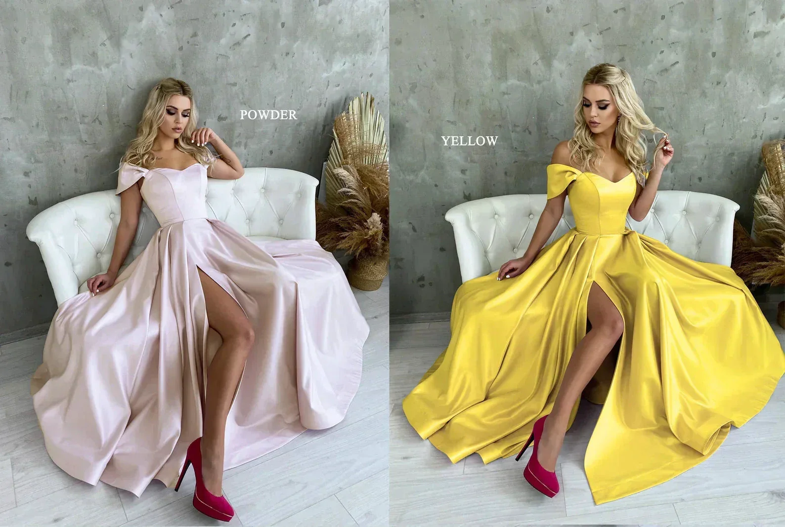 Satin Corset Off Shoulder Prom Dress with High Slit SYP184 - Image 5