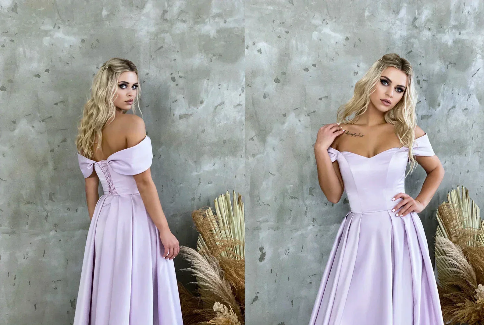 Satin Corset Off Shoulder Prom Dress with High Slit SYP184 - Image 7