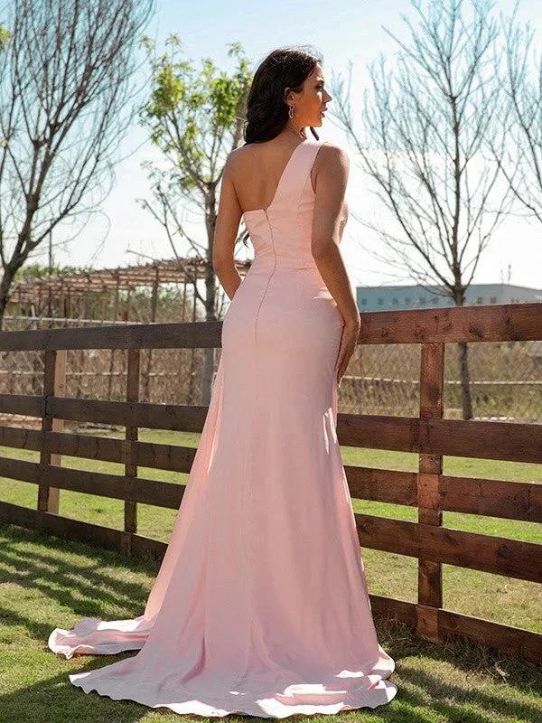 Satin Ruched One-Shoulder Prom Dresses SYP160 - Image 2