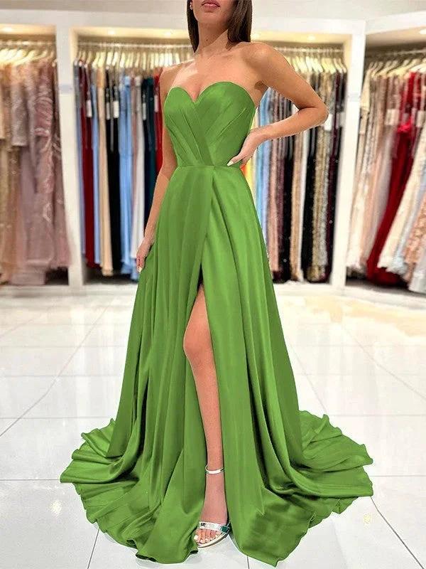 Satin Ruched Sweetheart Prom Dresses SYP137 - Image 3