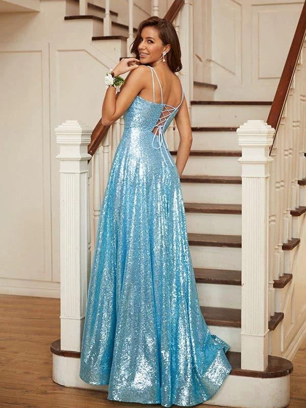 Sequin Prom Dress Long Sparkly Evening Gown SYP27 - Image 2