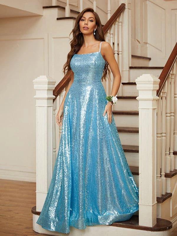 Sequin Prom Dress Long Sparkly Evening Gown SYP27 - Image 3
