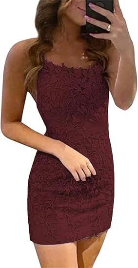 Short Column Blue Lace Spaghetti Straps Sleeveless Prom Dresses - Image 8