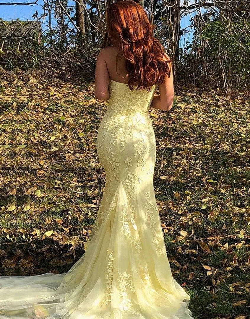 Mermaid Slit In Prom Dress With Appliques SYP157 - Image 2