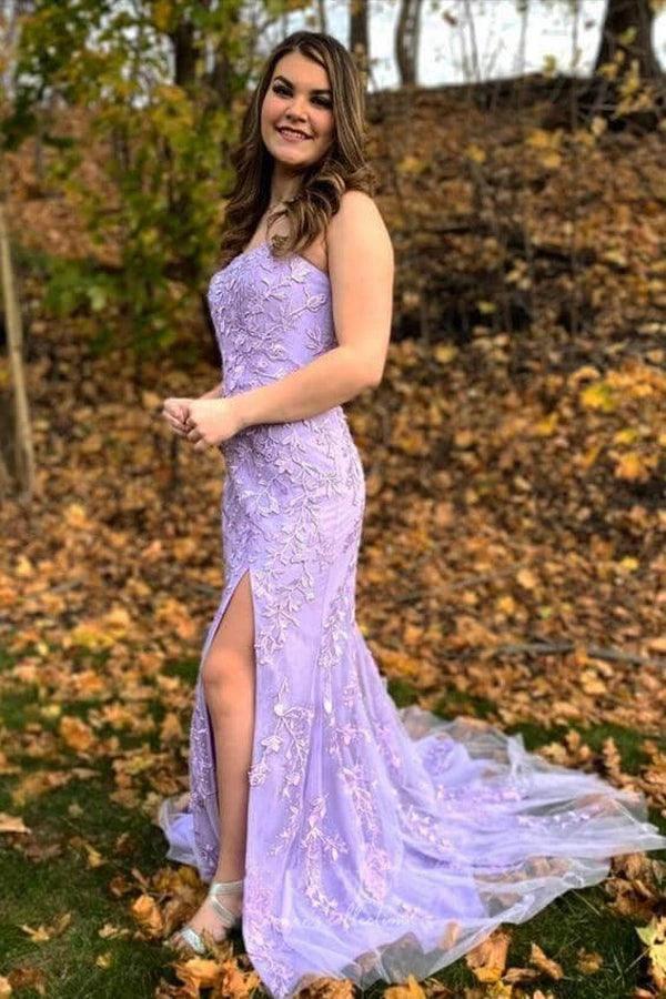 Mermaid Slit In Prom Dress With Appliques SYP157 - Image 3