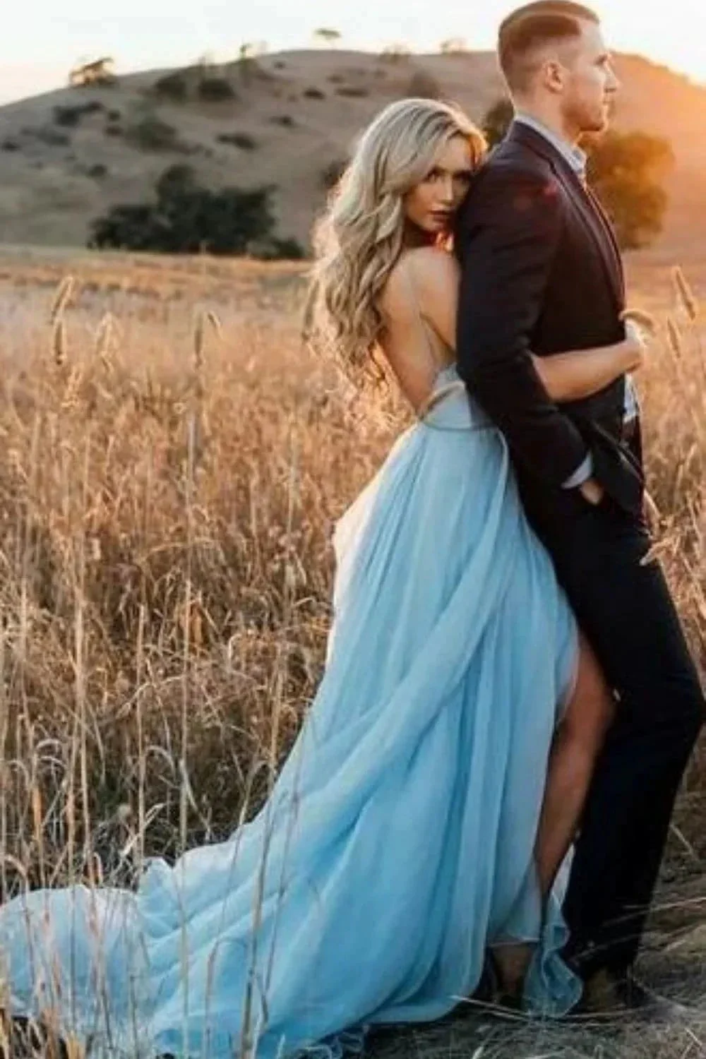 Sky Blue Flowy Prom Dresses Evening Party Gown SYP38 - Image 5