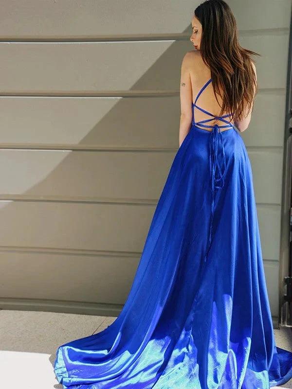 Satin Prom Dress | yellow prom dress | slit in prom dress SYP127 - Image 2