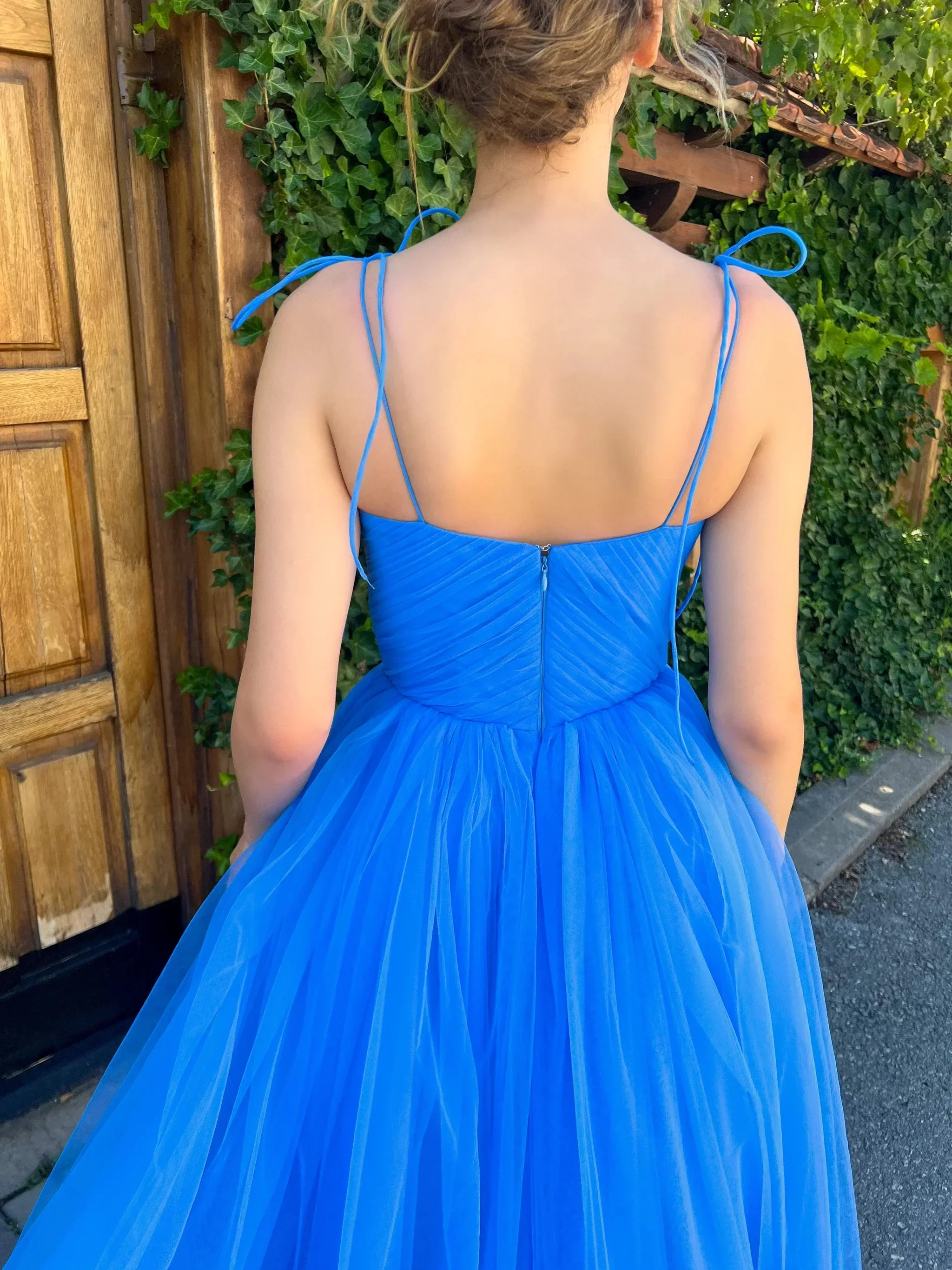 Spaghetti Straps Sweetheart Midi Length Prom Dress SYP186 - Image 4