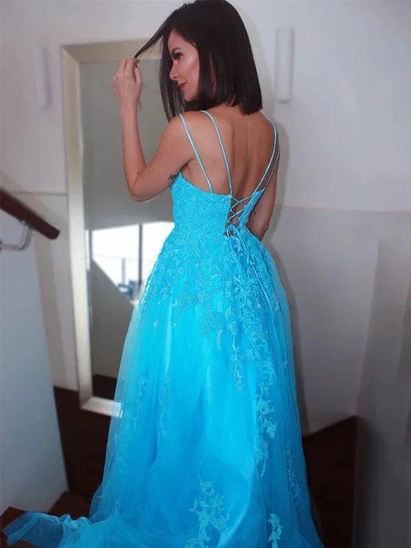 Spaghetti Straps Tulle Sweep Train Dresses SYP125 - Image 2