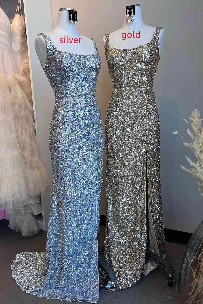Square Neck Prom Dress With High Slit SYP149 - Image 4