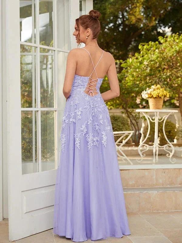 Tulle Formal Gown Floor-Length Prom Dresses SYP164 - Image 2