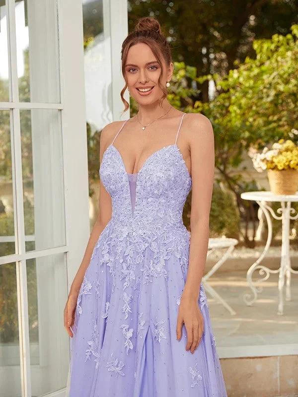 Tulle Formal Gown Floor-Length Prom Dresses SYP164 - Image 4